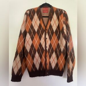1960s Vintage Mohair Blend Argyle Cardigan